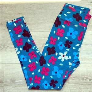 New - OS LuLaRoe Leggings - Turquoise w/ Flowers
